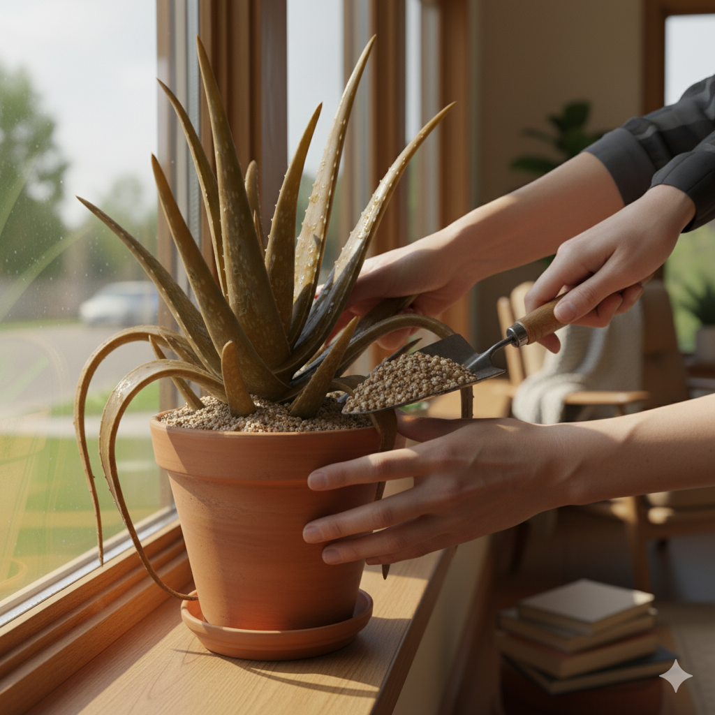 Healthy aloe vera plant after revival