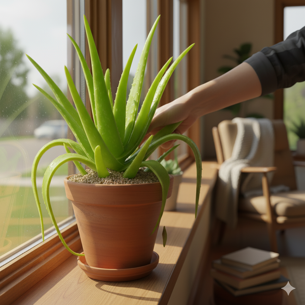 Repotting aloe vera to revive it